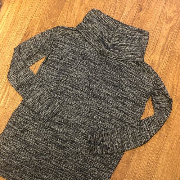 GAP Black Gray Melange Marled Striped Turtleneck Pullover Sweater Size Small - Picture 8 of 12
